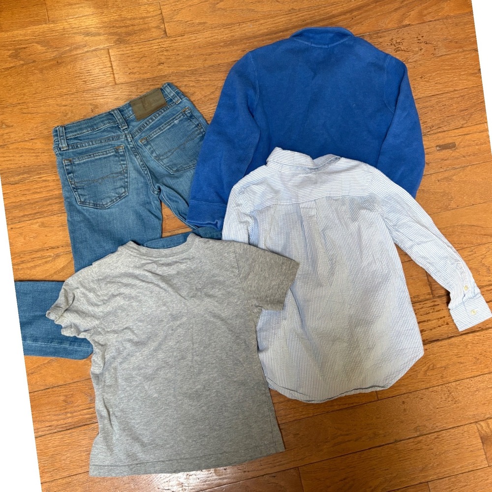 Polo Ralph Lauren Boys Size 5 Lot Jeans Seersucker Shirt T-Shirt Quarter Zip - Picture 2 of 11